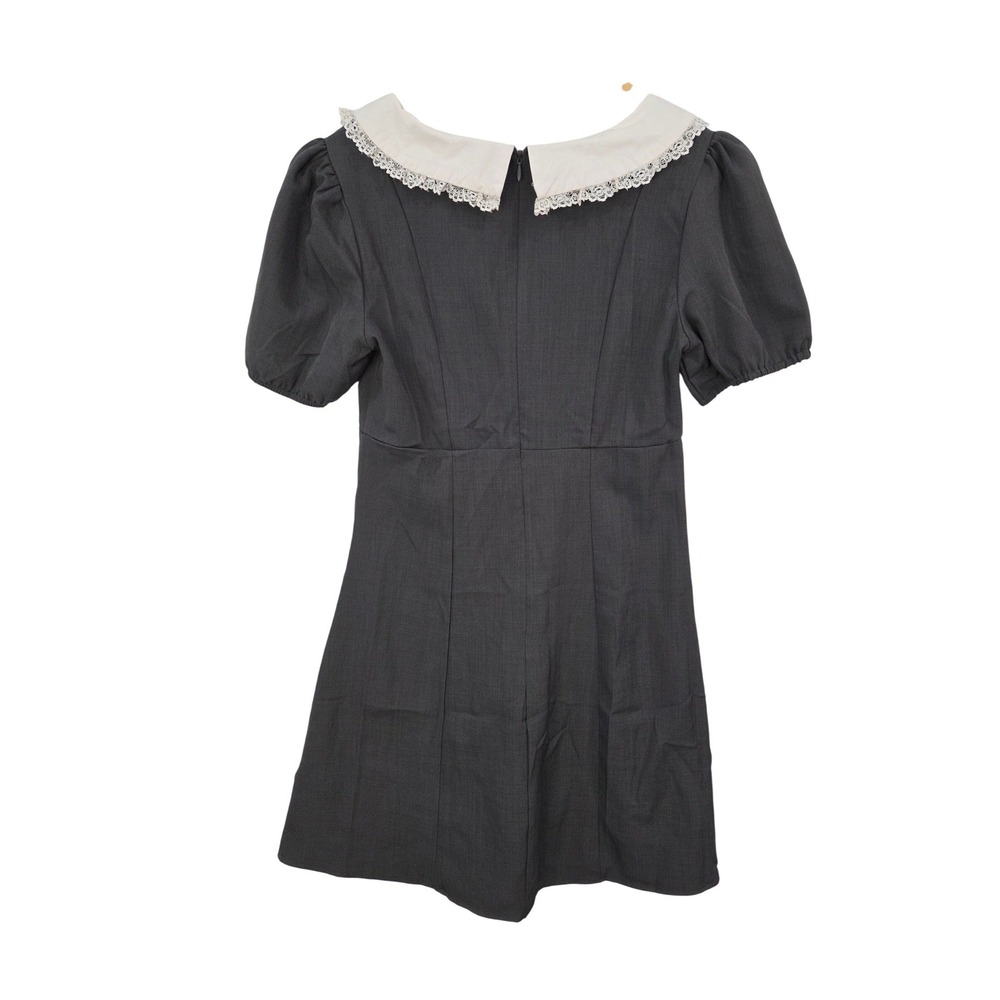 DAZY Wednesday Addams Peter Pan Collar Mini Dress Junior M Coquette Doll Gray - Picture 5 of 13